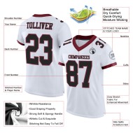 Custom White Black-Burgundy Mesh Authentic Football Jersey Custom White Black-Burgundy Mesh Authentic Football Jersey