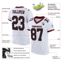 Custom White Black-Burgundy Mesh Authentic Football Jersey Custom White Black-Burgundy Mesh Authentic Football Jersey
