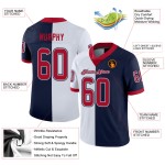 Custom Navy Red-White Mesh Split Fashion Football Jersey Custom Navy Red-White Mesh Split Fashion Football Jersey