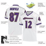 Custom White Purple-Old Gold Mesh Authentic Throwback Football Jersey Custom White Purple-Old Gold Mesh Authentic Throwback Football Jersey