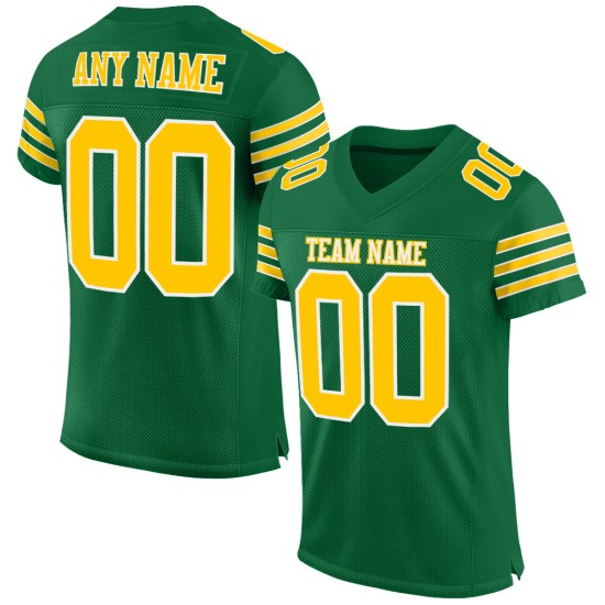 Custom Kelly Green Gold-White Mesh Authentic Football Jersey Custom Kelly Green Gold-White Mesh Authentic Football Jersey