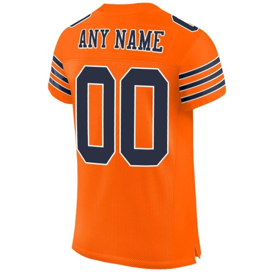 Custom Orange Navy-White Mesh Authentic Football Jersey Custom Orange Navy-White Mesh Authentic Football Jersey