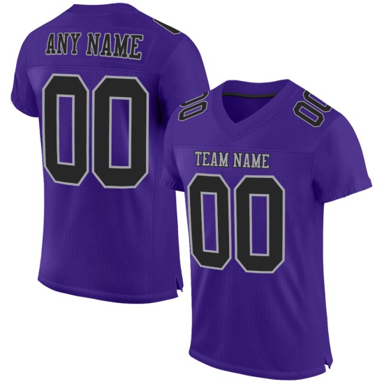 Custom Purple Black-Gray Mesh Authentic Football Jersey Custom Purple Black-Gray Mesh Authentic Football Jersey