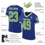 Custom Royal Neon Green-White Mesh Authentic Throwback Football Jersey Custom Royal Neon Green-White Mesh Authentic Throwback Football Jersey