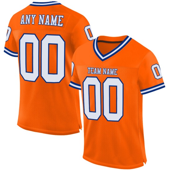 Custom Orange White-Royal Mesh Authentic Throwback Football Jersey Custom Orange White-Royal Mesh Authentic Throwback Football Jersey