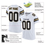Custom White Black-Old Gold Mesh Authentic Football Jersey Custom White Black-Old Gold Mesh Authentic Football Jersey