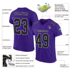 Custom Purple Black-Gray Mesh Authentic Football Jersey Custom Purple Black-Gray Mesh Authentic Football Jersey