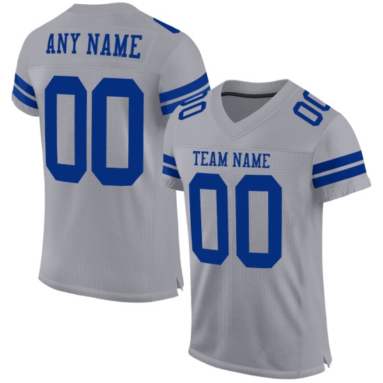 Custom Gray Royal Mesh Authentic Football Jersey Custom Gray Royal Mesh Authentic Football Jersey