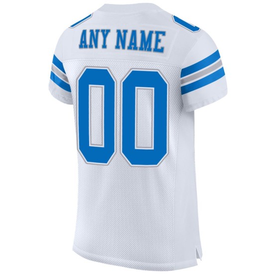 Custom White Panther Blue-Light Gray Mesh Authentic Football Jersey Custom White Panther Blue-Light Gray Mesh Authentic Football Jersey