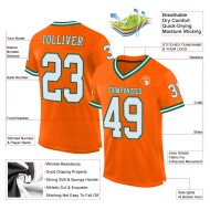 Custom Orange White-Kelly Green Mesh Authentic Throwback Football Jersey Custom Orange White-Kelly Green Mesh Authentic Throwback Football Jersey