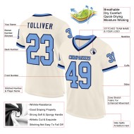 Custom Cream Light Blue-Navy Mesh Authentic Throwback Football Jersey Custom Cream Light Blue-Navy Mesh Authentic Throwback Football Jersey