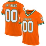 Custom Orange White-Kelly Green Mesh Authentic Throwback Football Jersey Custom Orange White-Kelly Green Mesh Authentic Throwback Football Jersey