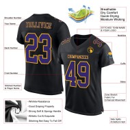 Custom Black Purple-Gold Mesh Authentic Football Jersey Custom Black Purple-Gold Mesh Authentic Football Jersey