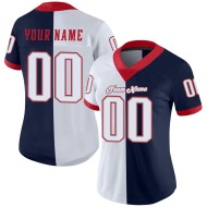 Custom Navy White-Scarlet Mesh Split Fashion Football Jersey Custom Navy White-Scarlet Mesh Split Fashion Football Jersey