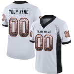 Custom White Black-Orange Mesh Drift Fashion Football Jersey Custom White Black-Orange Mesh Drift Fashion Football Jersey