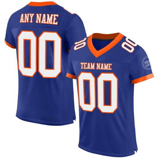 Custom Royal White-Orange Mesh Authentic Football Jersey Custom Royal White-Orange Mesh Authentic Football Jersey
